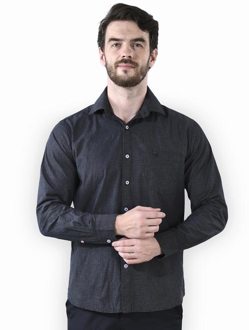 black solid casual shirt - 16816821 - Standard Image - 1
