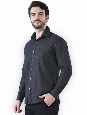 black solid casual shirt - 16816821 - Standard Image - 2