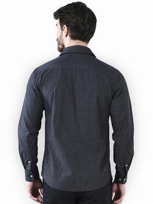 black solid casual shirt - 16816821 - Standard Image - 3