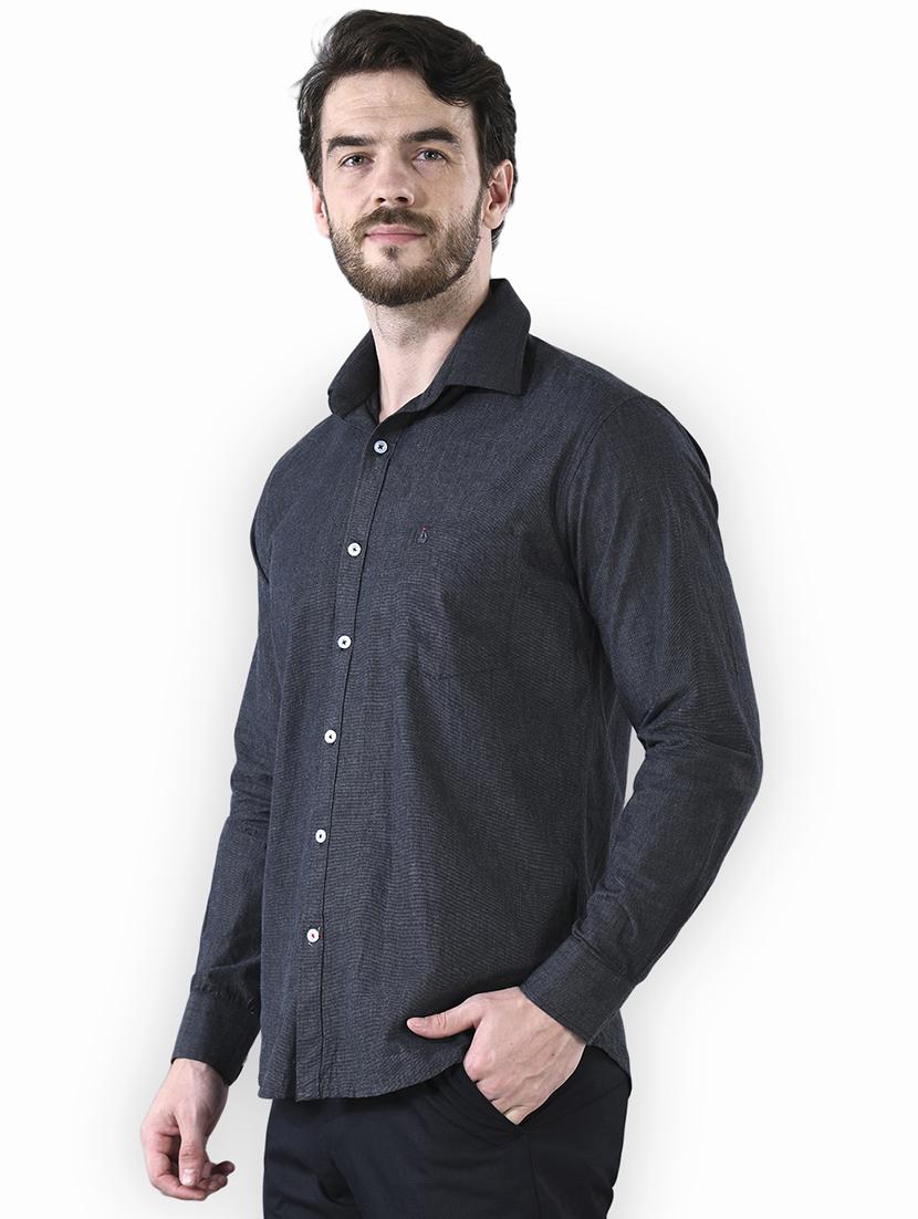 black solid casual shirt - 16816821 - Zoom Image - 2