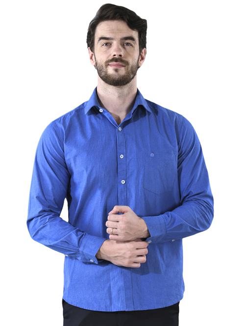 blue solid casual shirt - 16816822 - Standard Image - 1