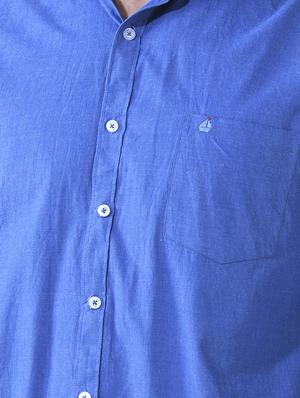 blue solid casual shirt - 16816822 - Standard Image - 5