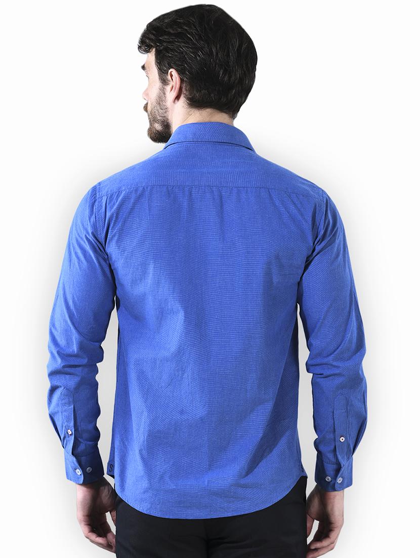 blue solid casual shirt - 16816822 - Zoom Image - 3