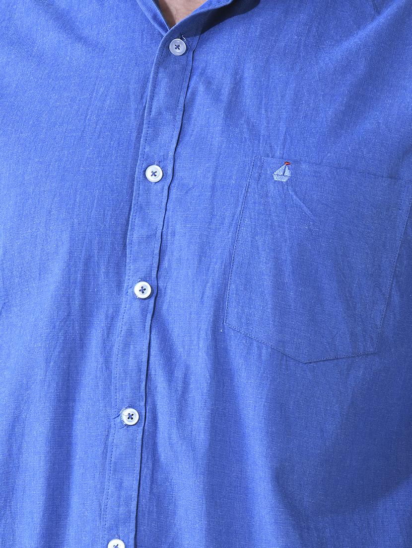 blue solid casual shirt - 16816822 - Zoom Image - 5
