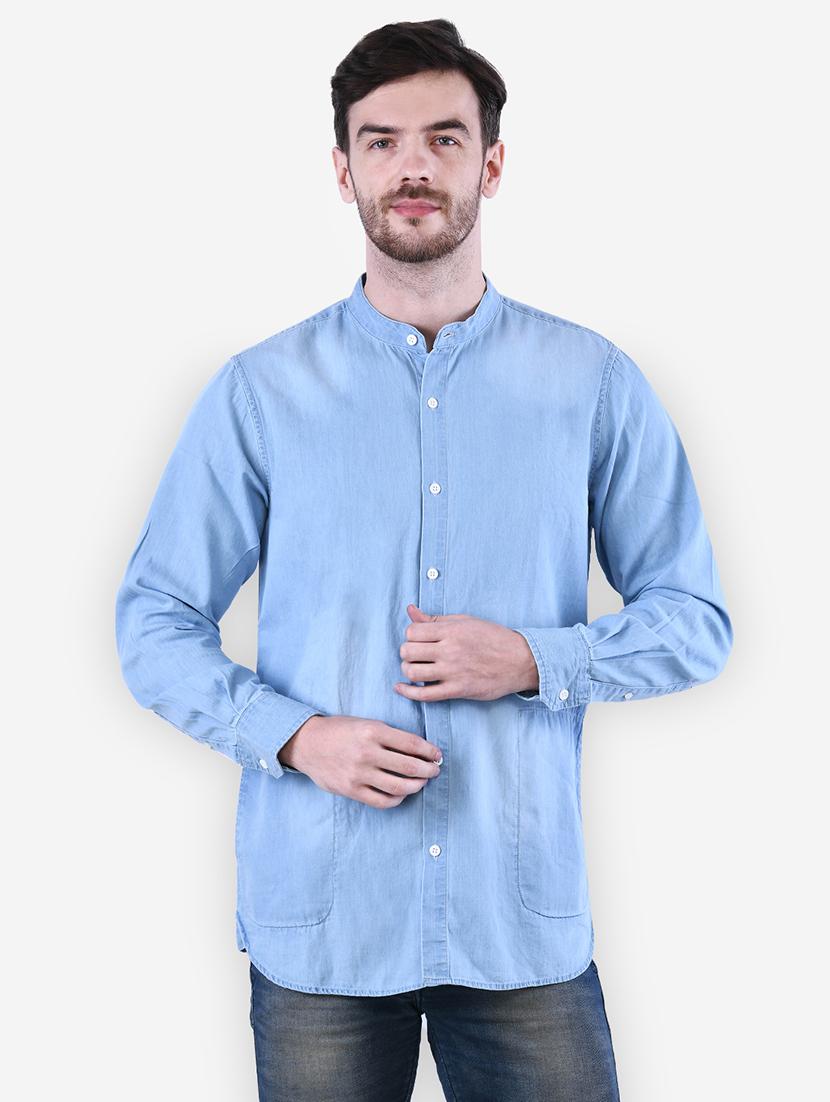 blue faded denim casual shirt - 16816825 - Zoom Image - 1