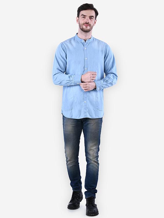 blue faded denim casual shirt - 16816825 - Zoom Image - 4