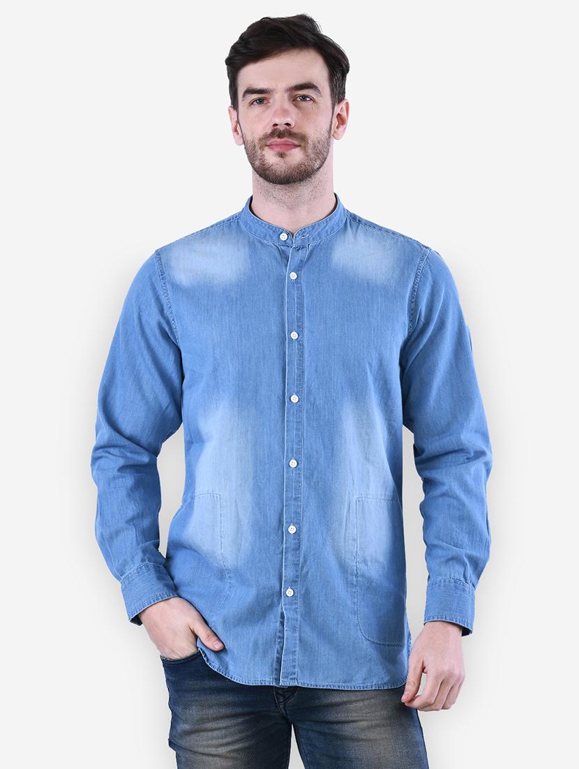 blue faded denim casual shirt - 16816826 - Zoom Image - 1