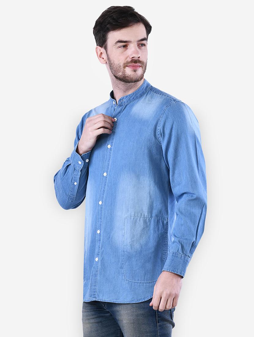 blue faded denim casual shirt - 16816826 - Zoom Image - 2