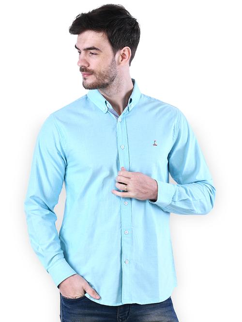 light blue solid casual shirt - 16816829 - Standard Image - 1