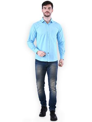light blue solid casual shirt - 16816832 - Standard Image - 4