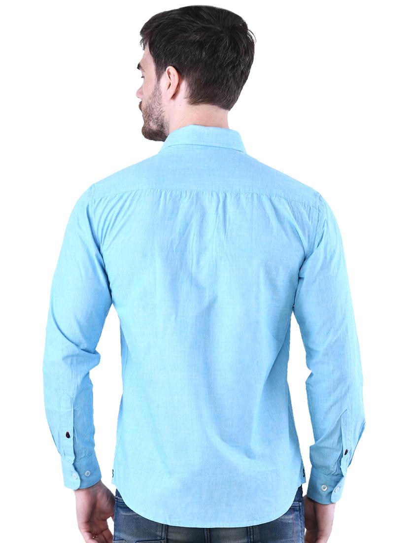 light blue solid casual shirt - 16816832 - Zoom Image - 3