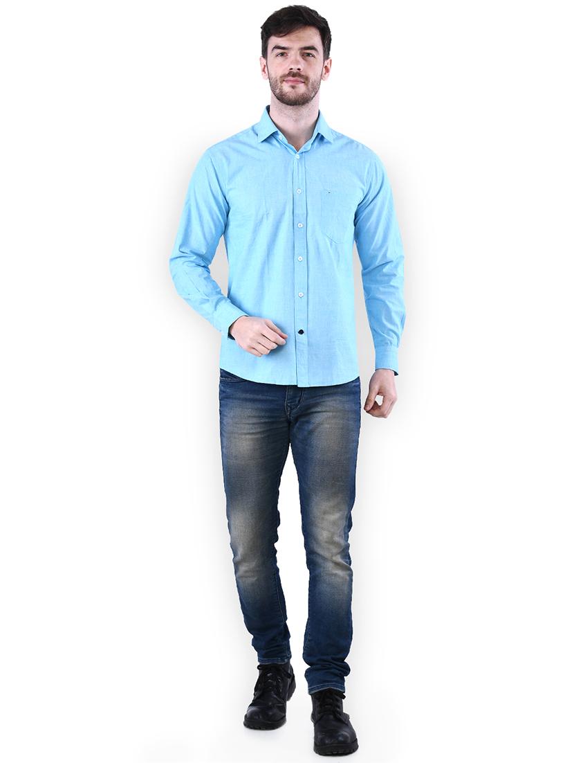 light blue solid casual shirt - 16816832 - Zoom Image - 4