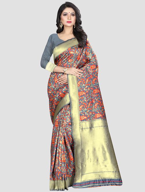self design woven saree with blouse - 16816845 - Standard Image - 1