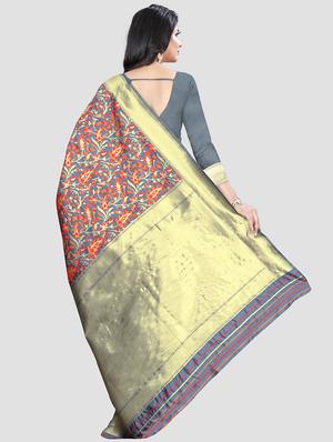self design woven saree with blouse - 16816845 - Standard Image - 2