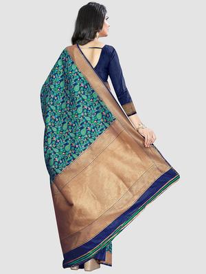 self design woven saree with blouse - 16816846 - Standard Image - 2
