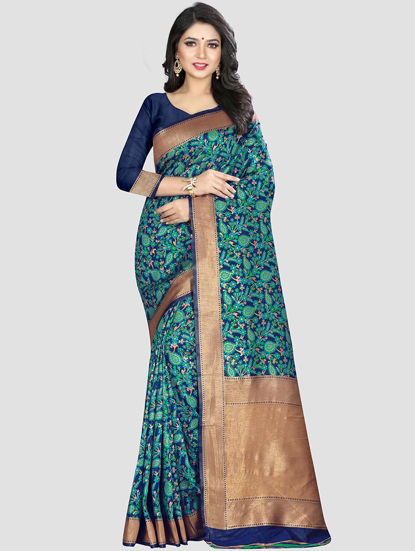 self design woven saree with blouse