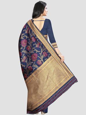 self design woven saree with blouse - 16816849 - Standard Image - 2