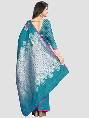 self design woven saree with blouse - 16816855 - Standard Image - 2