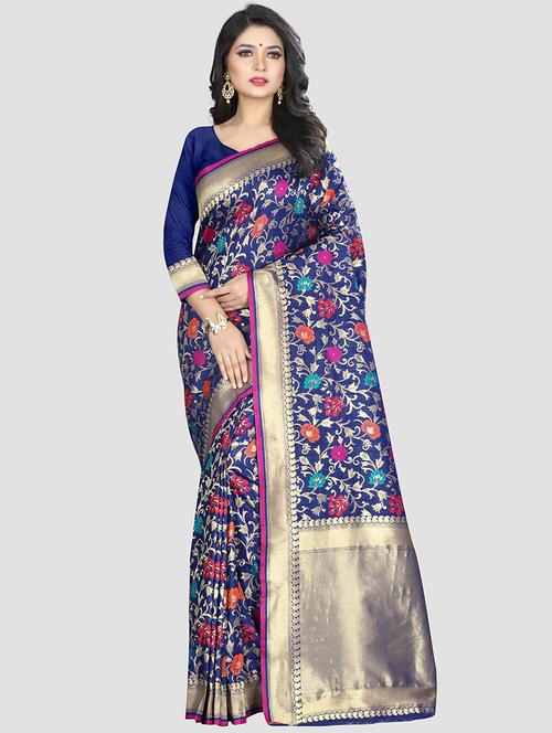 self design woven saree with blouse - 16816862 - Standard Image - 1