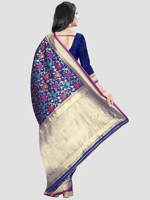 self design woven saree with blouse - 16816862 - Standard Image - 2