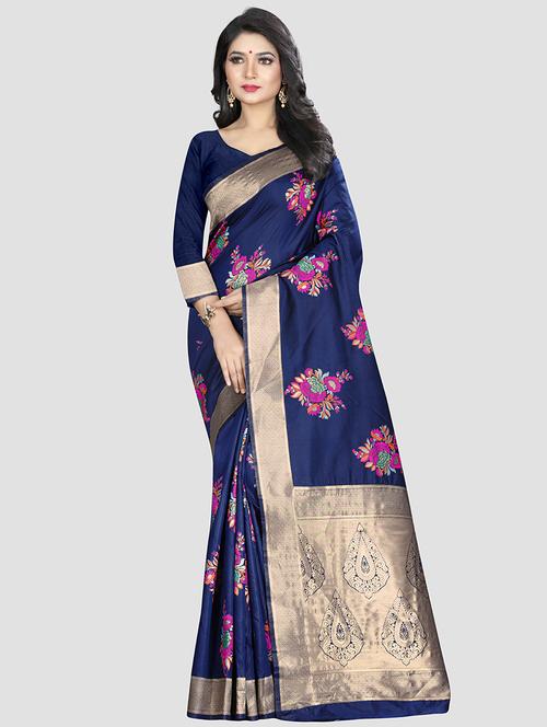 self design woven saree with blouse - 16816864 - Standard Image - 1