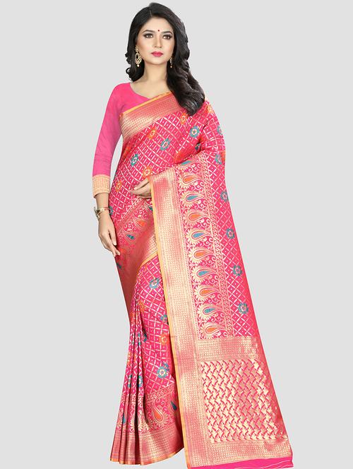 self design woven saree with blouse - 16816865 - Very Small Image - 1
