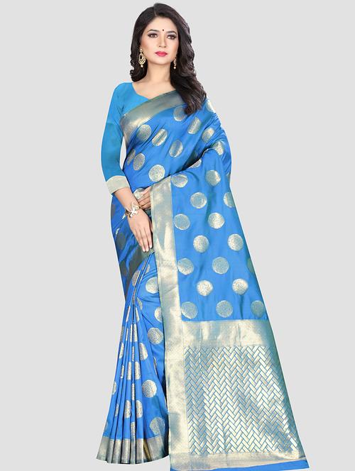 self design woven saree with blouse - 16816871 - Standard Image - 1