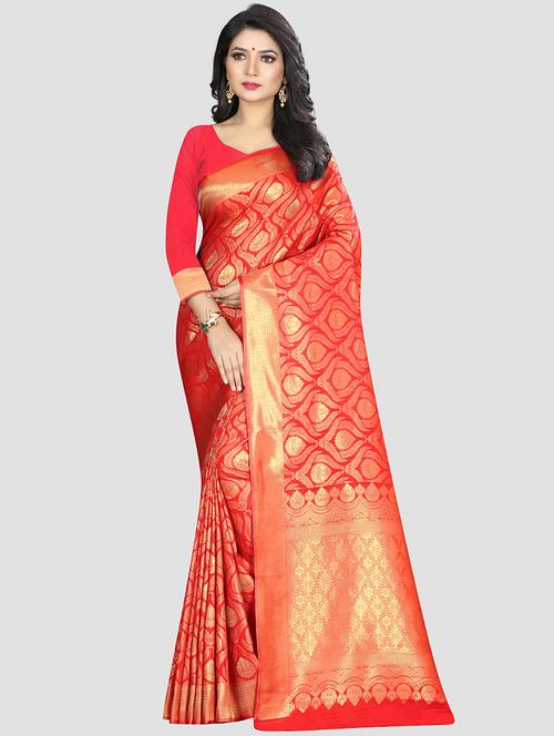 self design woven saree with blouse - 16816876 - Standard Image - 1