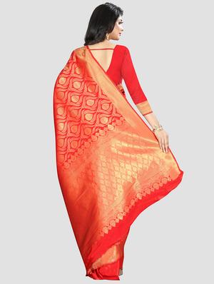 self design woven saree with blouse - 16816876 - Standard Image - 2