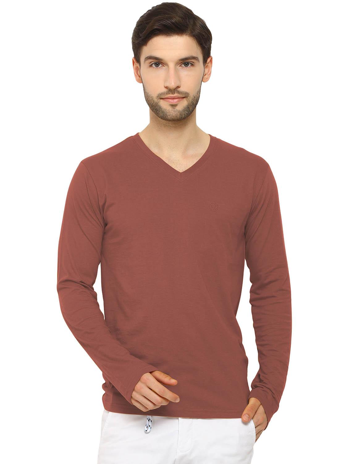 brown solid t-shirt - 16816900 - Zoom Image - 1
