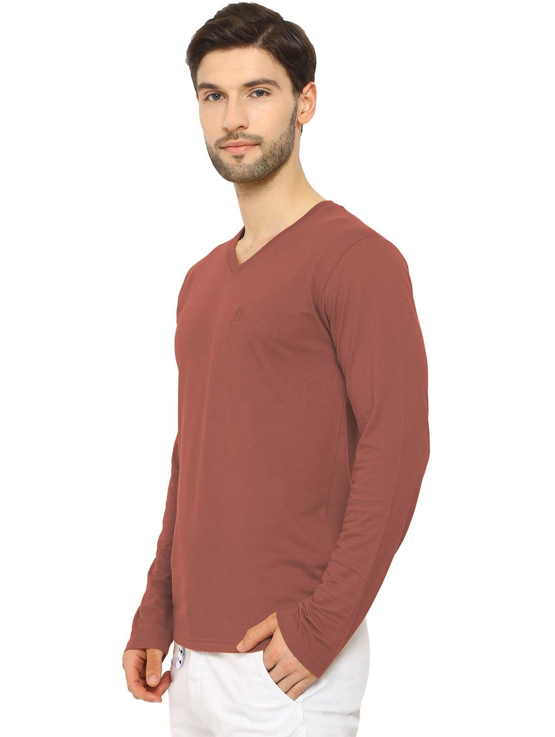 brown solid t-shirt - 16816900 - Zoom Image - 2