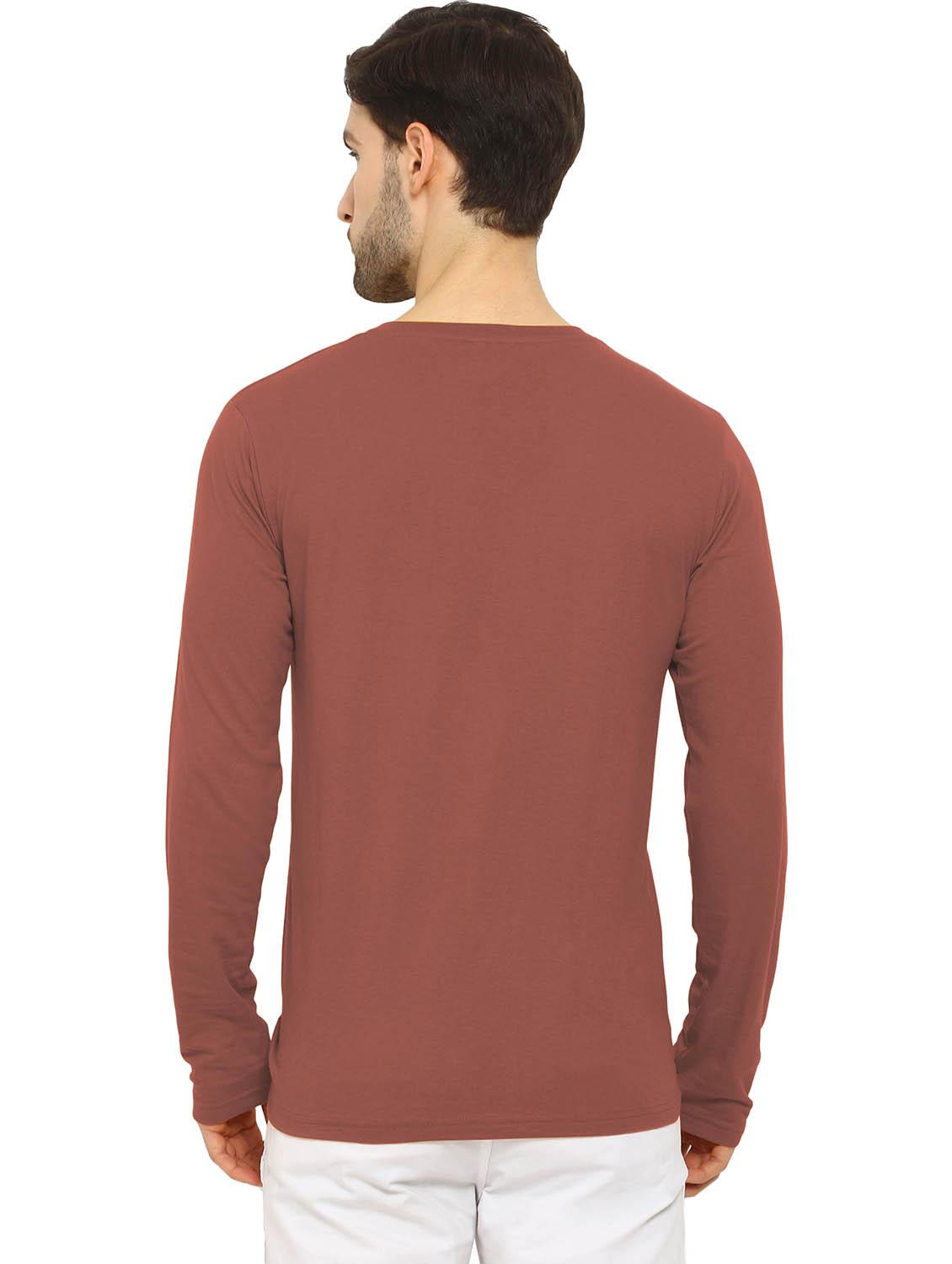 brown solid t-shirt - 16816900 - Zoom Image - 3