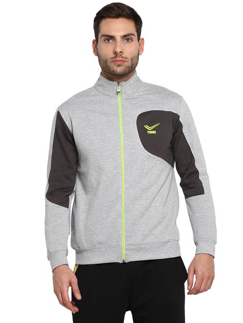 grey color block casual jacket - 16816973 - Standard Image - 1