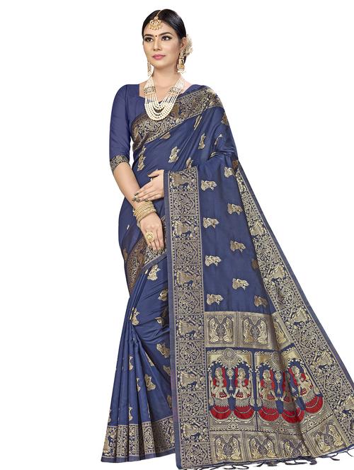 self design banarasi saree with blouse - 16817019 - Standard Image - 1