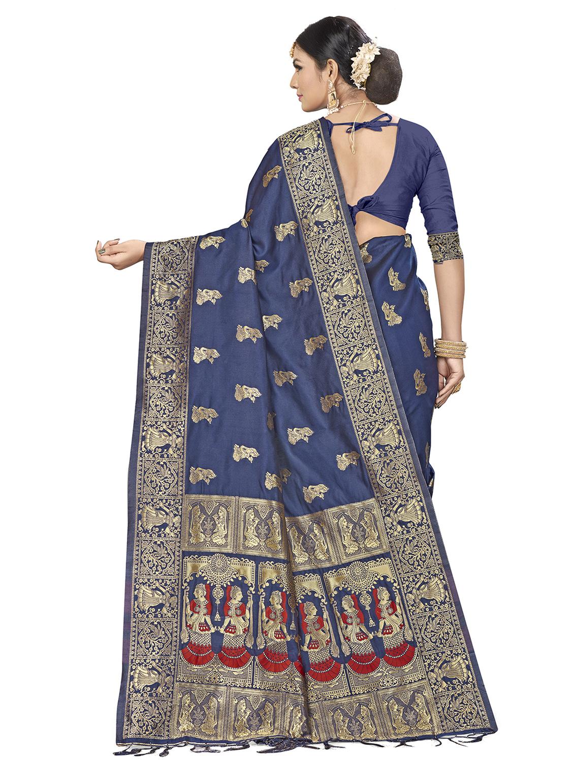 self design banarasi saree with blouse - 16817019 - Zoom Image - 2