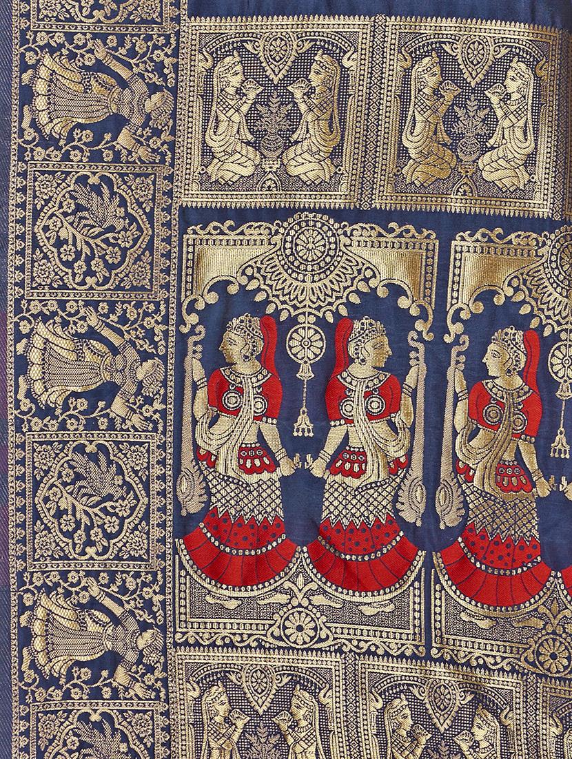 self design banarasi saree with blouse - 16817019 - Zoom Image - 4