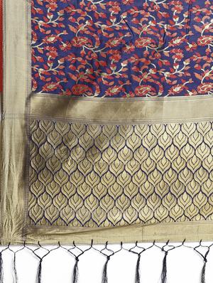 self design banarasi saree with blouse - 16817027 - Standard Image - 4