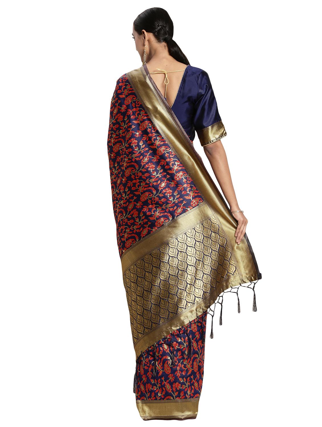self design banarasi saree with blouse - 16817027 - Zoom Image - 2