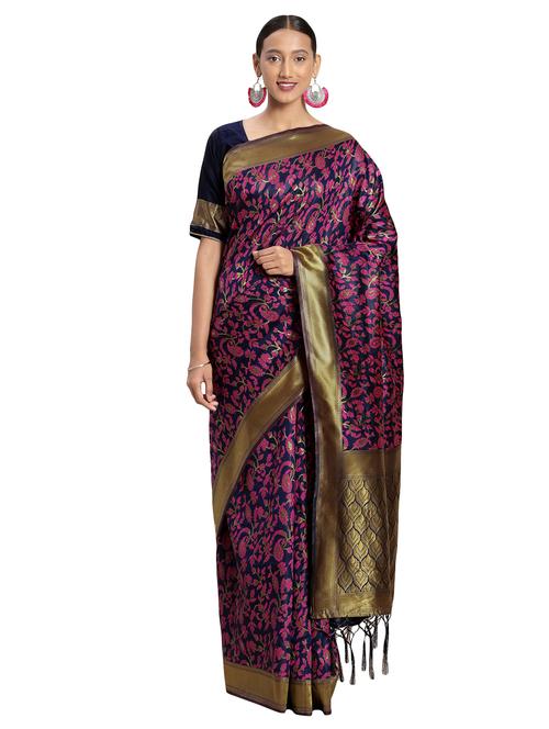 self design banarasi saree with blouse - 16817030 - Standard Image - 1