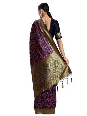 self design banarasi saree with blouse - 16817030 - Standard Image - 2