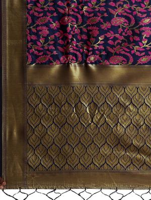 self design banarasi saree with blouse - 16817030 - Standard Image - 3