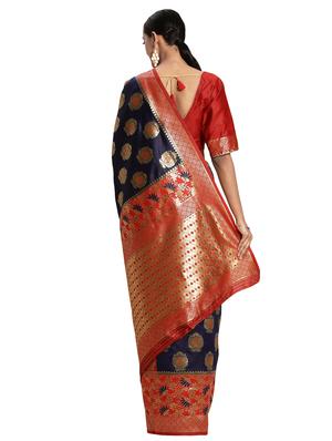 self design banarasi saree with blouse - 16817033 - Standard Image - 2