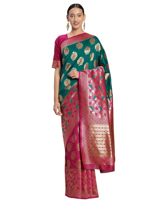 self design banarasi saree with blouse - 16817034 - Standard Image - 1