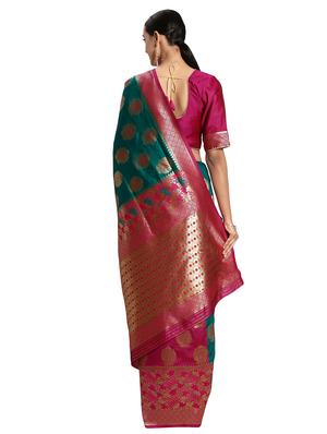 self design banarasi saree with blouse - 16817034 - Standard Image - 2