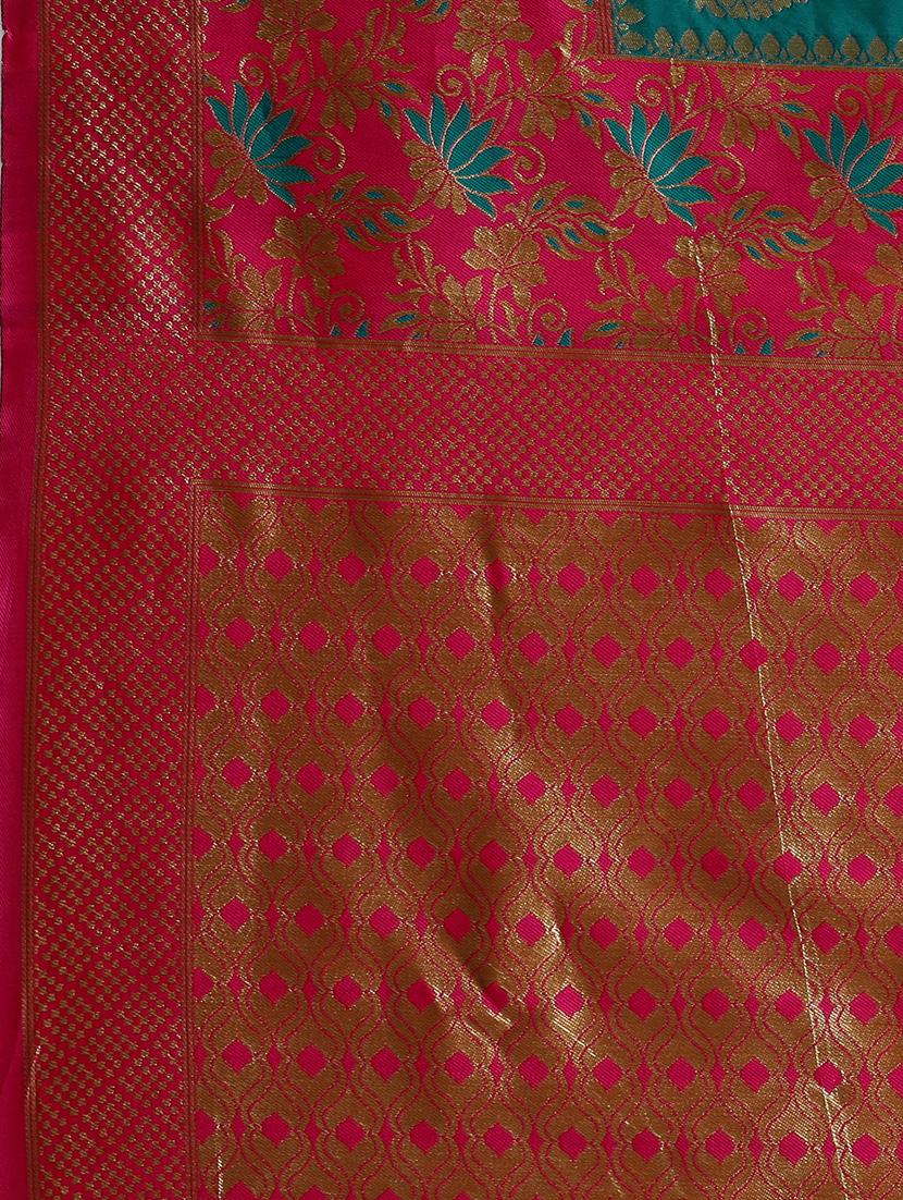 self design banarasi saree with blouse - 16817034 - Zoom Image - 4