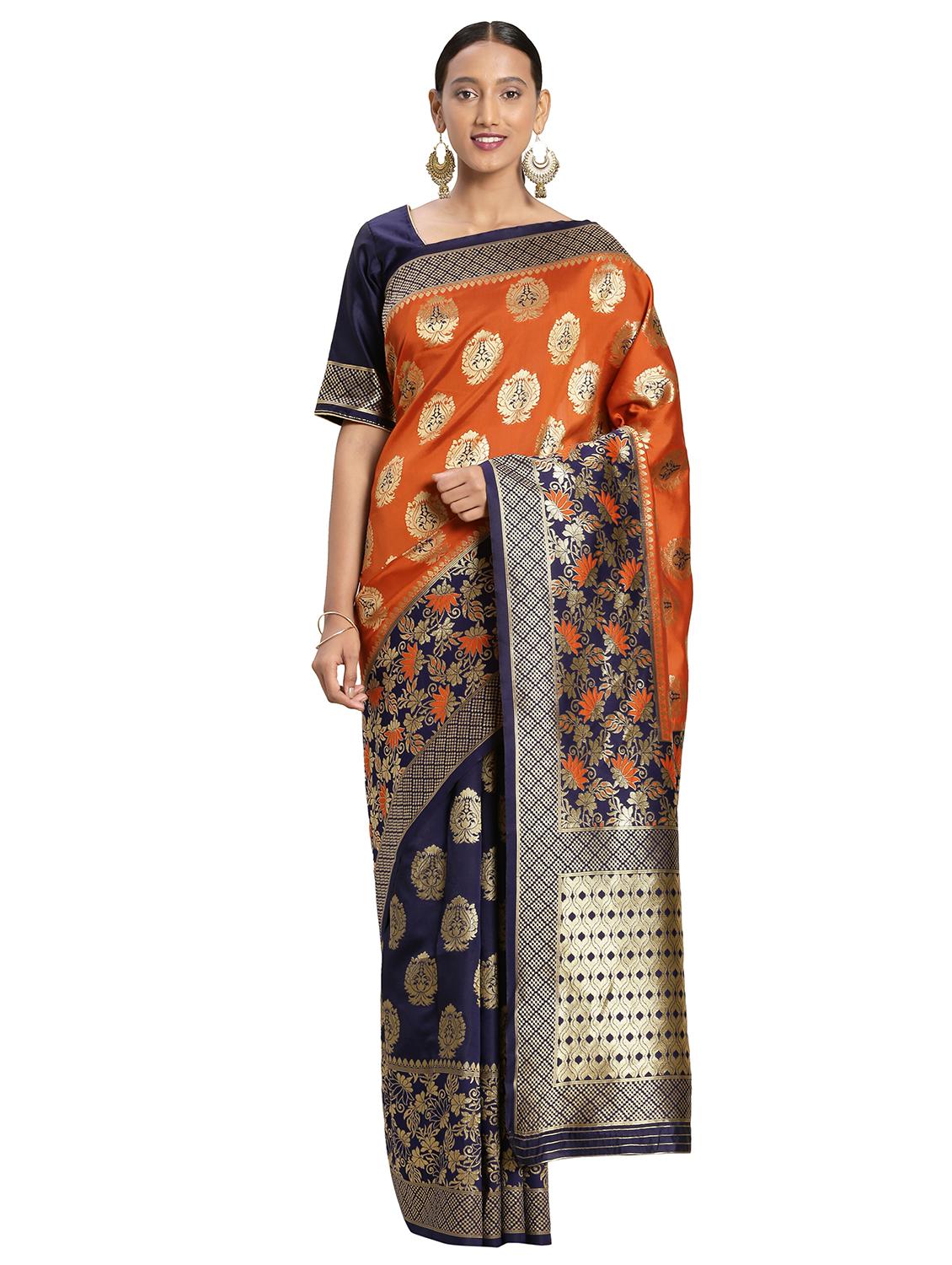 self design banarasi saree with blouse - 16817035 - Zoom Image - 1