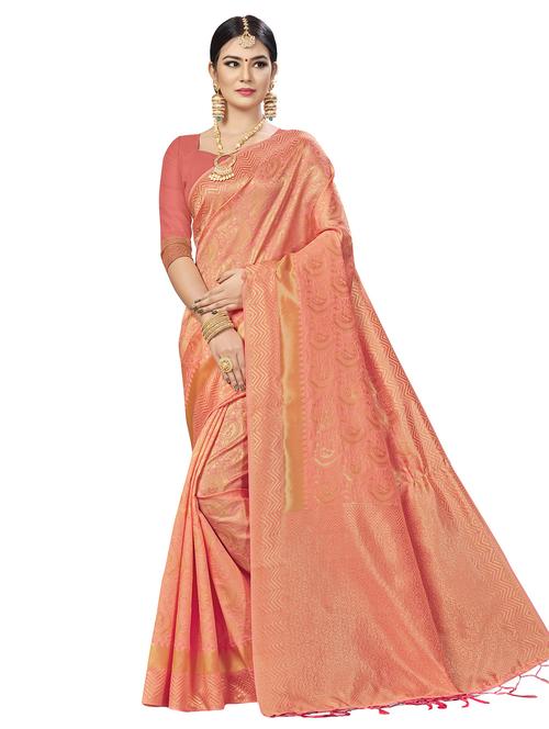 self design banarasi saree with blouse - 16817051 - Standard Image - 1