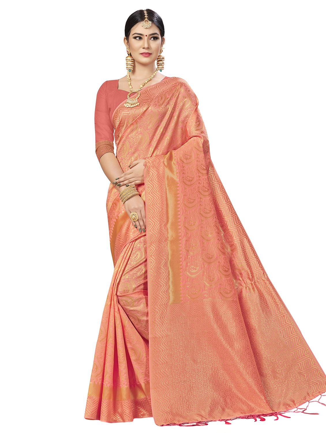 self design banarasi saree with blouse - 16817051 - Zoom Image - 1