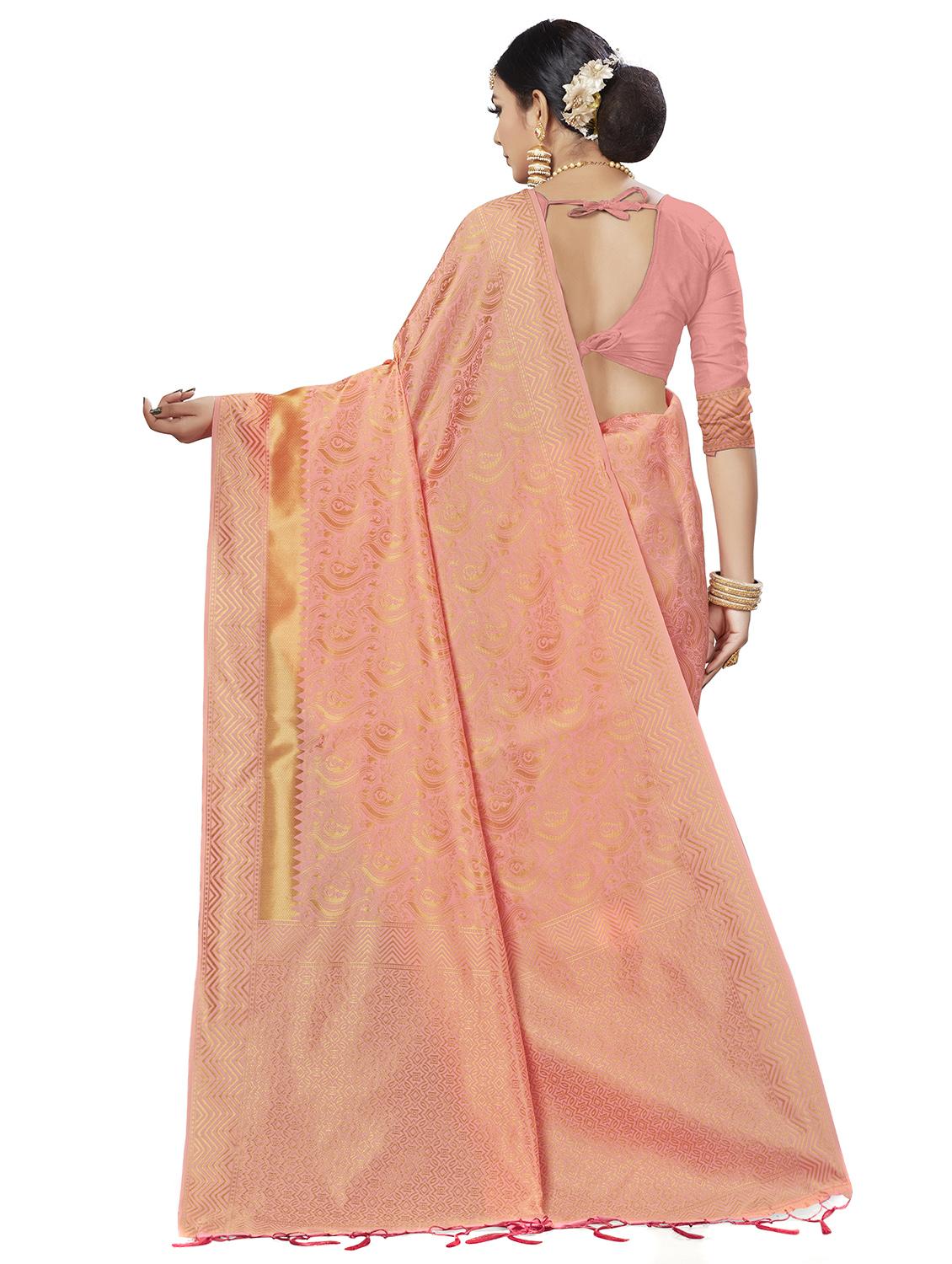 self design banarasi saree with blouse - 16817053 - Zoom Image - 2