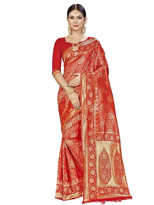 self design banarasi saree with blouse - 16817055 - Standard Image - 1